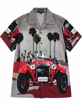 Vintage Ferugini Short Sleeve Shirt Alfa Romeo car graphic size XL